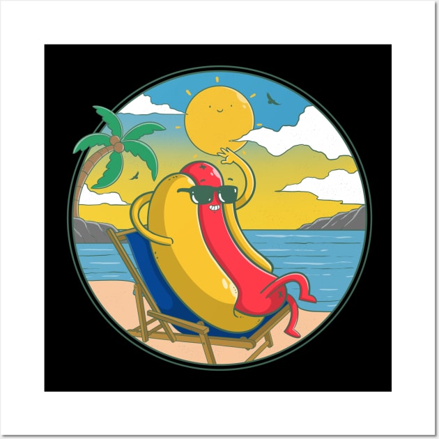 Hotdog in Summer Wall Art by Artthree Studio